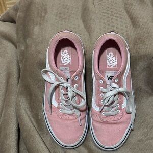 Girls- Vans Classic Pink and White Shoes